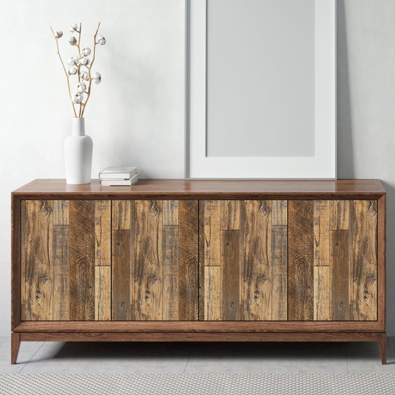 Decoroom 17.71''Ã—236.2'' Wood Plank Wallpaper Self-Adhesive Shiplap Brown Peel and Stick Wall Paper Removable Home Decorative Faux/Distressed Wooded Grain Vinyl Film Roll Furniture Wall Covering - Image 3